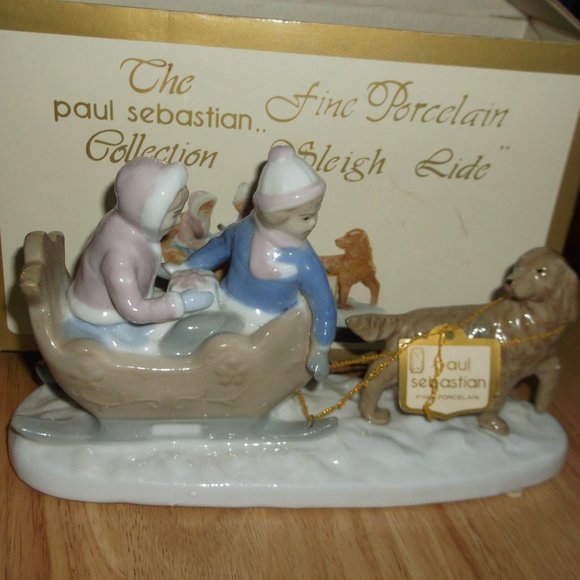 paul sebastion fine porcelain sleigh  ride. - Picture 2 of 2